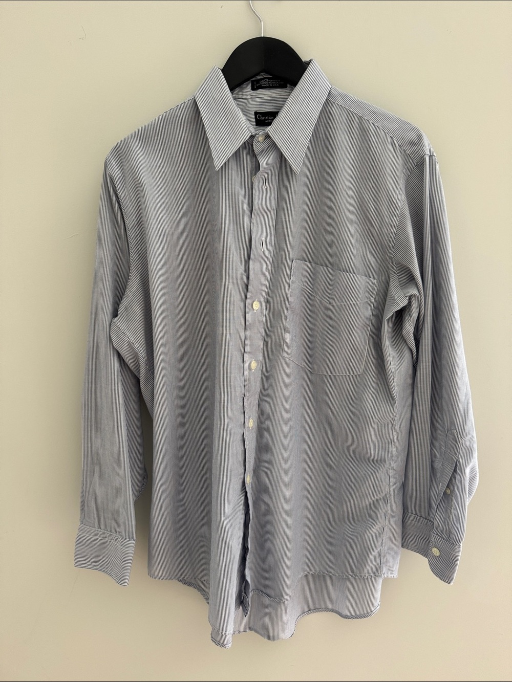Men's Light Blue Long-Sleeve Dress Shirt by Christian Dior